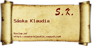 Sáska Klaudia névjegykártya